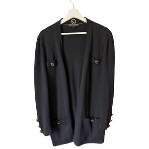 St John Basics Jacket Blazer Sweater Size Medium  Bust Gold Buttons USA Pockets